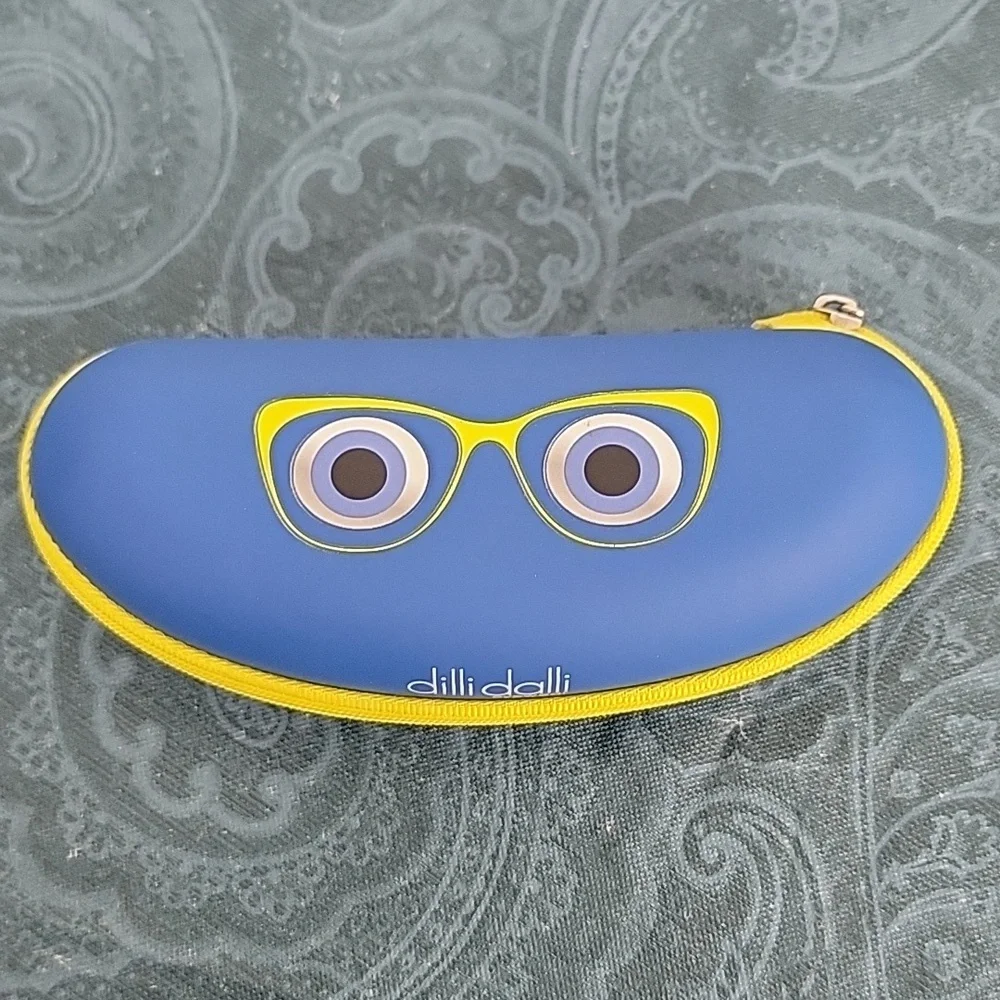 Dilli Dalli Blue & Yellow Eyeglass Or Sunglasses Case (Case Only, No Glasses)